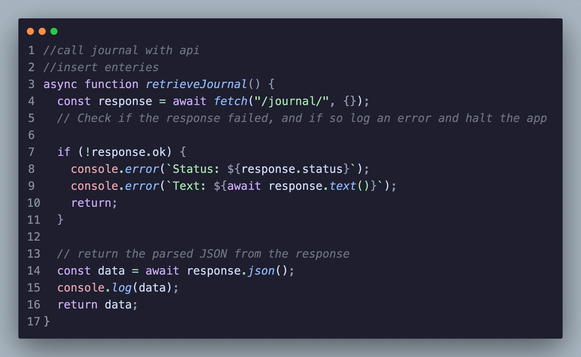 fetch request function