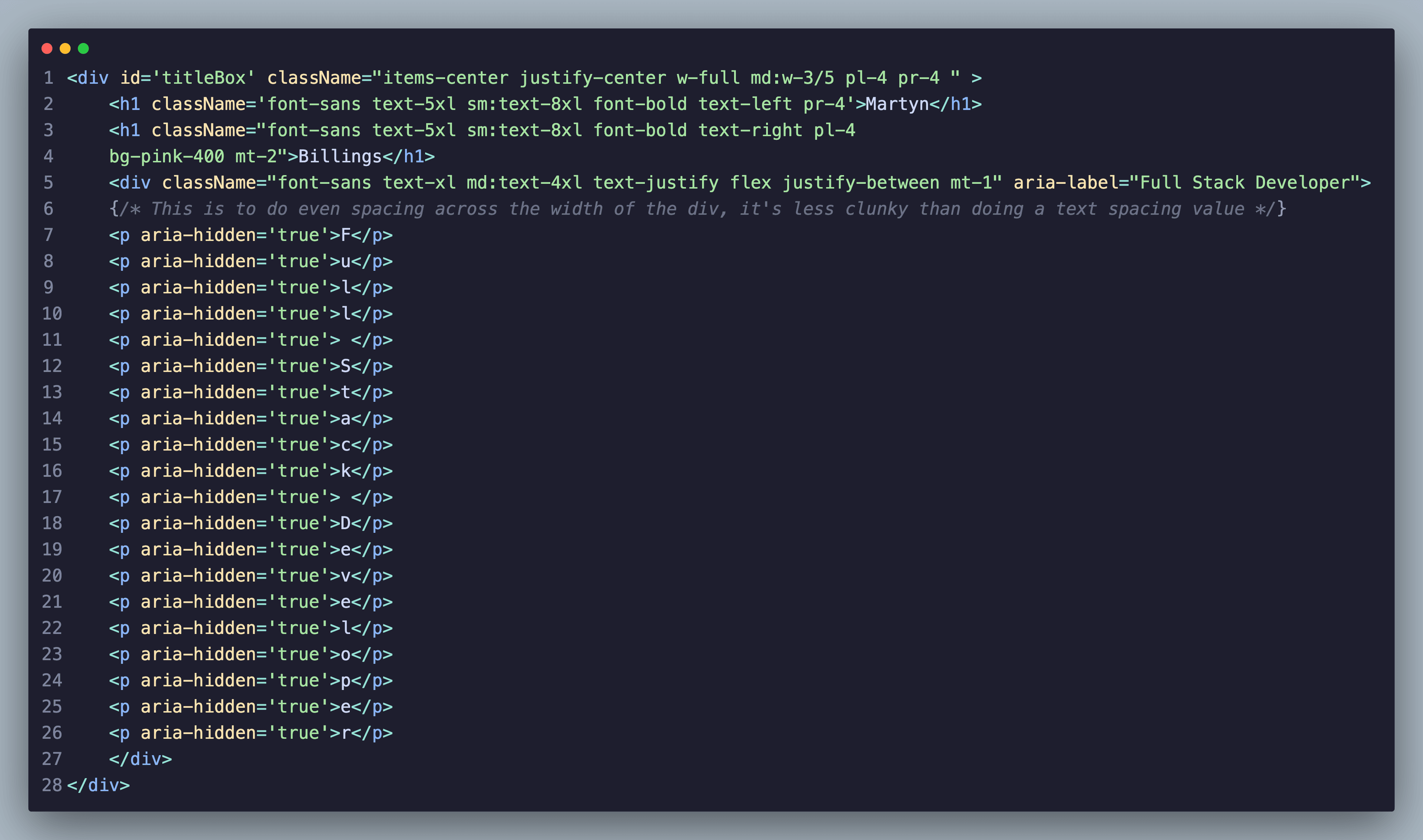 Aria labelling setup